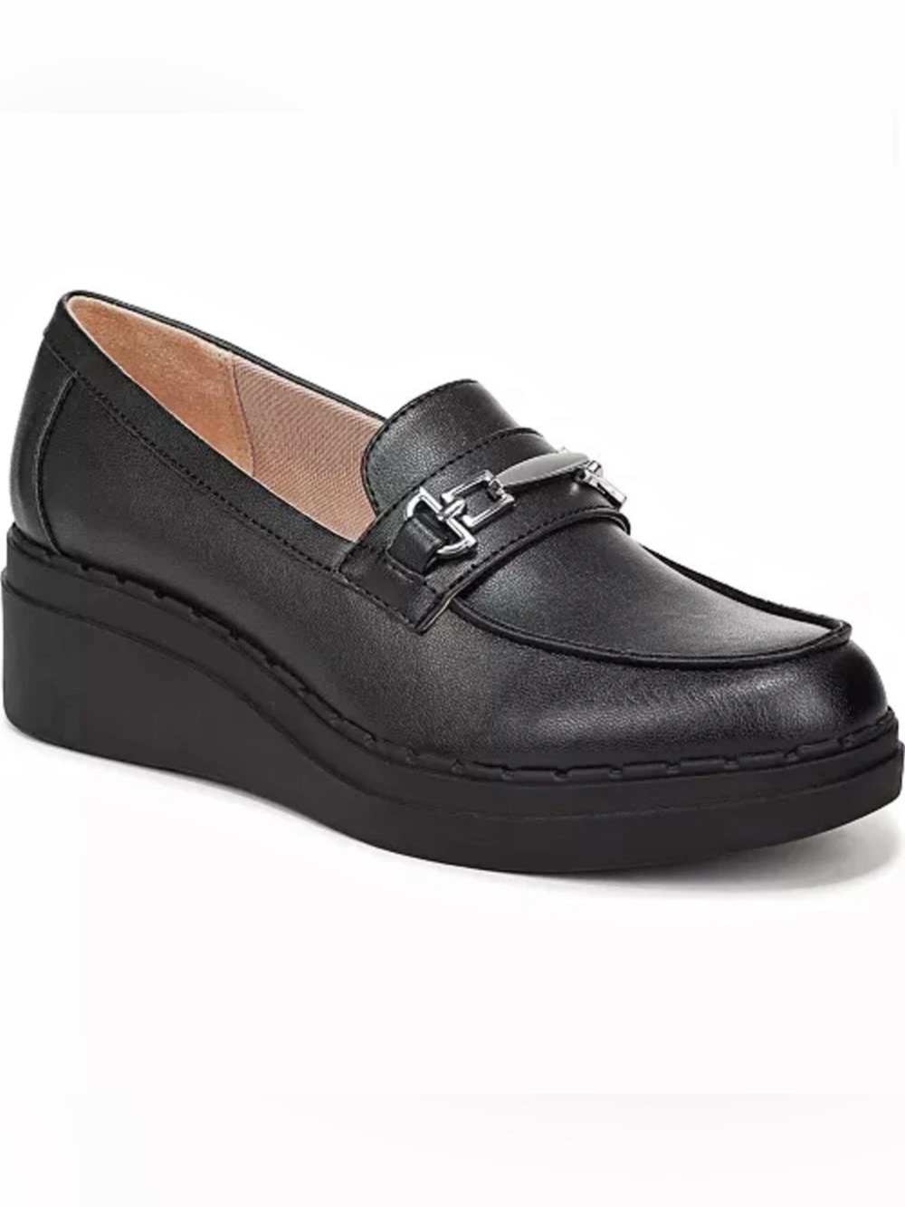 LifeStride Dolce-Bit Wedge Loafer Black US 7.5 M